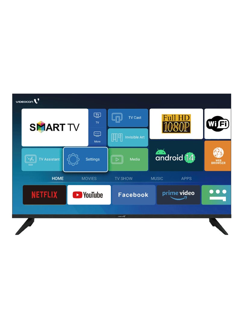 VIDEOCON - 43 Inch Edgeless Android 14 Full HD Smart TV Netflix, Youtube, Amazon Prime Etc E43EL1100 Black - Image 1