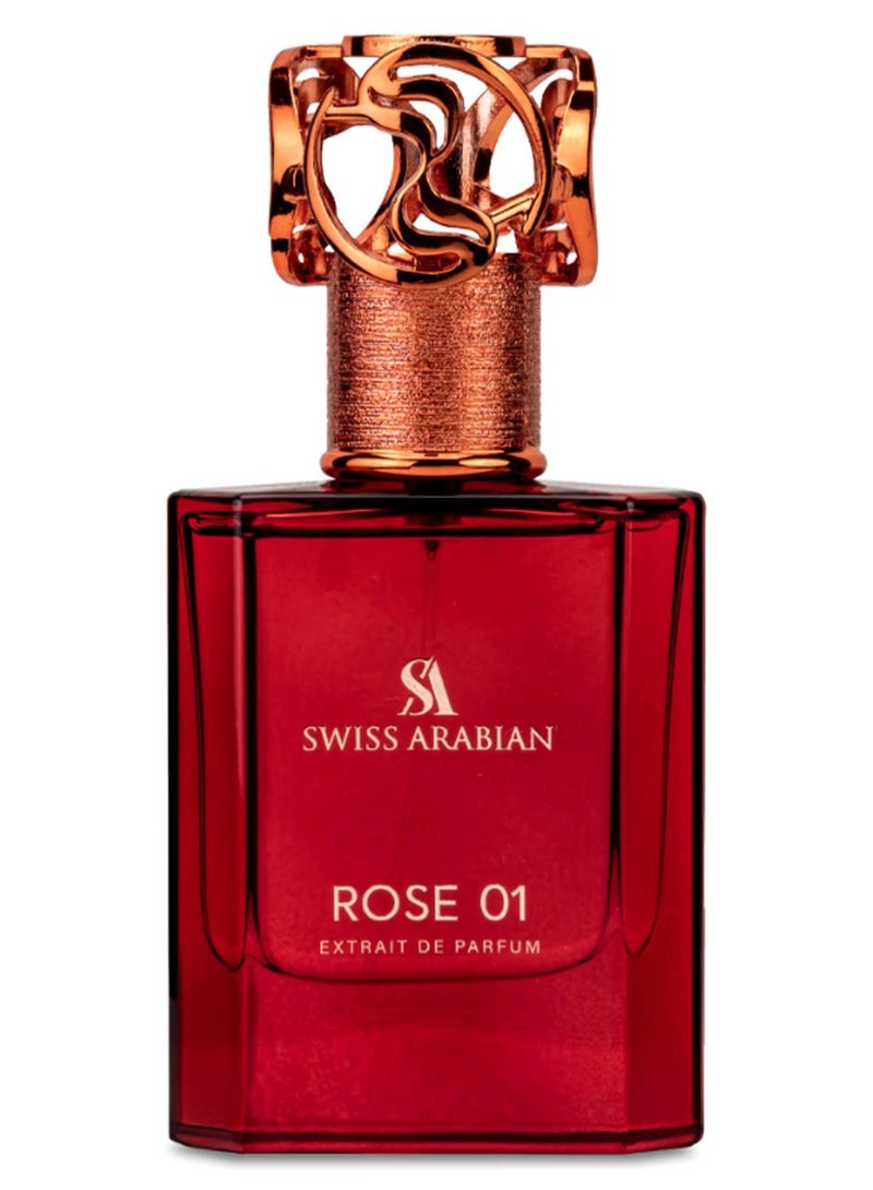 SWISS ARABIAN Rose 01 Extrait de Parfum, 50ml, Premium Quality Perfume, Unisex Fragrance, Rose, Floral, Fruity, Luxurious Blend Perfume for Women and Men 50ml - Image 1
