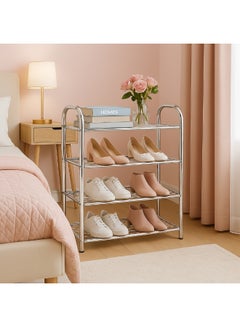 ALMUFARREJ 4-Layer Storage Shoe Rack 26x60x67 cm 12 pairs of shoe Silver  - Image 2