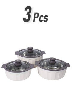 JAYPEE 3-Piece Glamerole Casserole Set White/Grey 3-Pieceml  - Image 1
