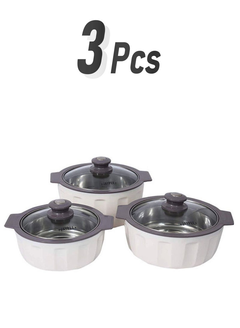 JAYPEE 3-Piece Glamerole Casserole Set White/Grey 3-Pieceml - Image 1