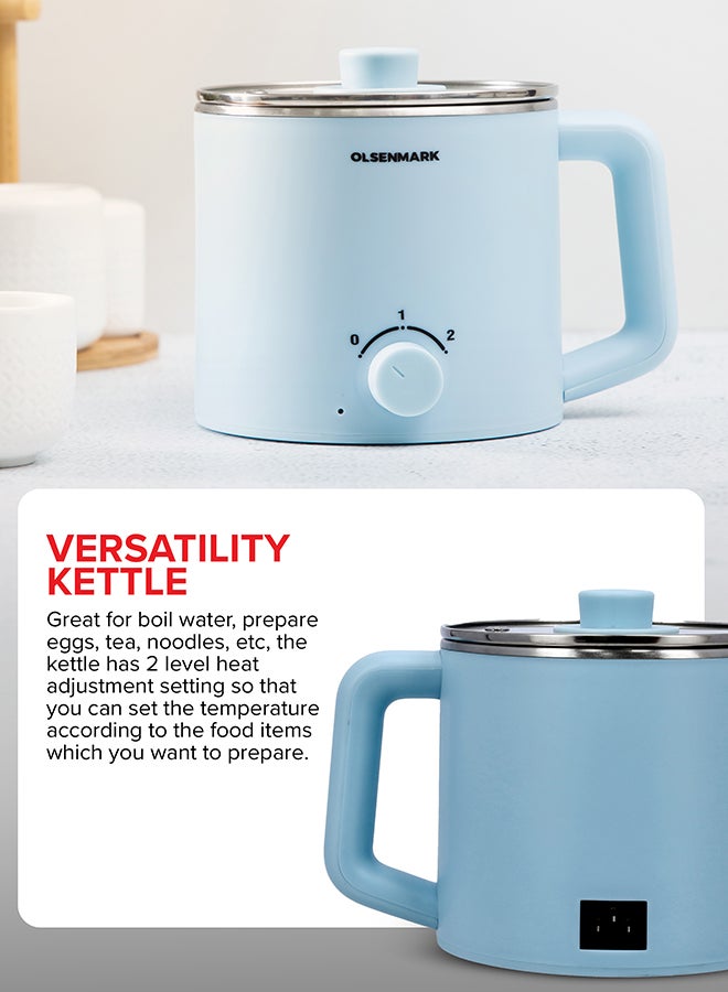 Olsenmark - Electric multi Kettle, Anti-Hot Outer Body, Over Heating and Boil Dry Protection 1.6 L 600 W OMK2466 Blue - Image 1
