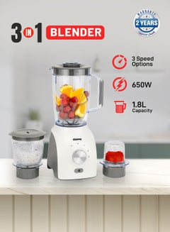 GEEPAS 3-In-1 Blender With Stainless Steel Blades, Turbo Button For Ice Crushing, 3 Speed With Pulse Function, Overheat Protection, Powerful Motor 1.8 L 600 W GSB44034N Multicolour  - Image 1