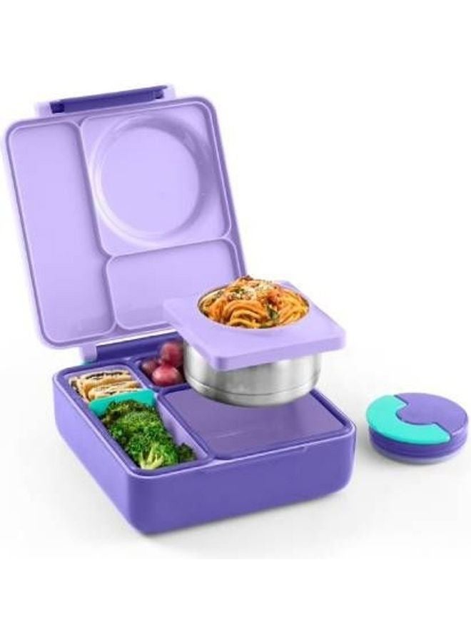Omielife 2nd Gen Kids Bento Box with Insulated Thermos Plastic Purple/Dark Purple 21.59 x 19.05 x 7.62cm - Image 1