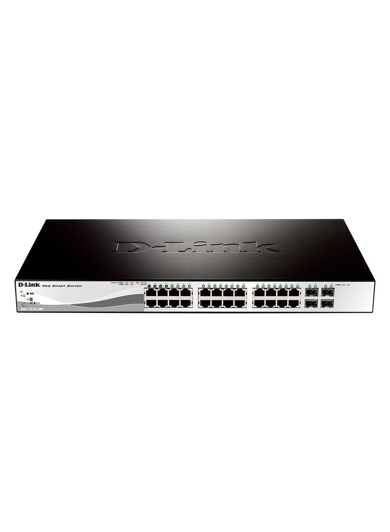 D-Link DGS-1210-28P 28-Port Gigabit Smart Managed PoE Switch, 24*10/100/1000BASE-T PoE ports, 4*Gigabit RJ45/SFP Combo ports, Extensive Management and Layer 2 Features, L2+ Static Routing | DGS-1210-28P Black - Image 4
