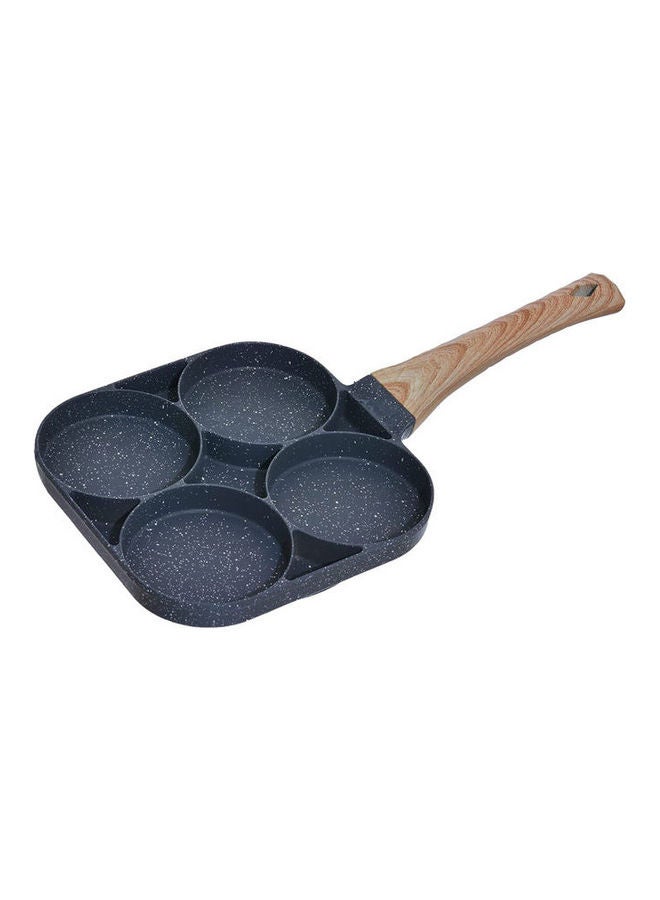 مقلاة وانجفا 00051 من الألومنيوم بأربع فتحات ومقبض خشبي