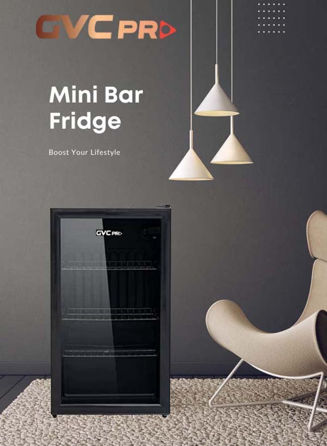 gvc pro - Mini Refrigerator With Glass Door 90 L GVRG-155 Black - Image 1