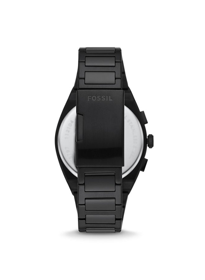 FOSSIL Men's Everett Chonorograph Round Shape Stainless Steel Wrist Watch FS5797 - 42 mm - Black - Image 2