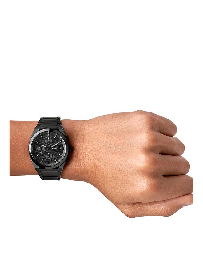 FOSSIL Men's Everett Chonorograph Round Shape Stainless Steel Wrist Watch FS5797 - 42 mm - Black - Image 4