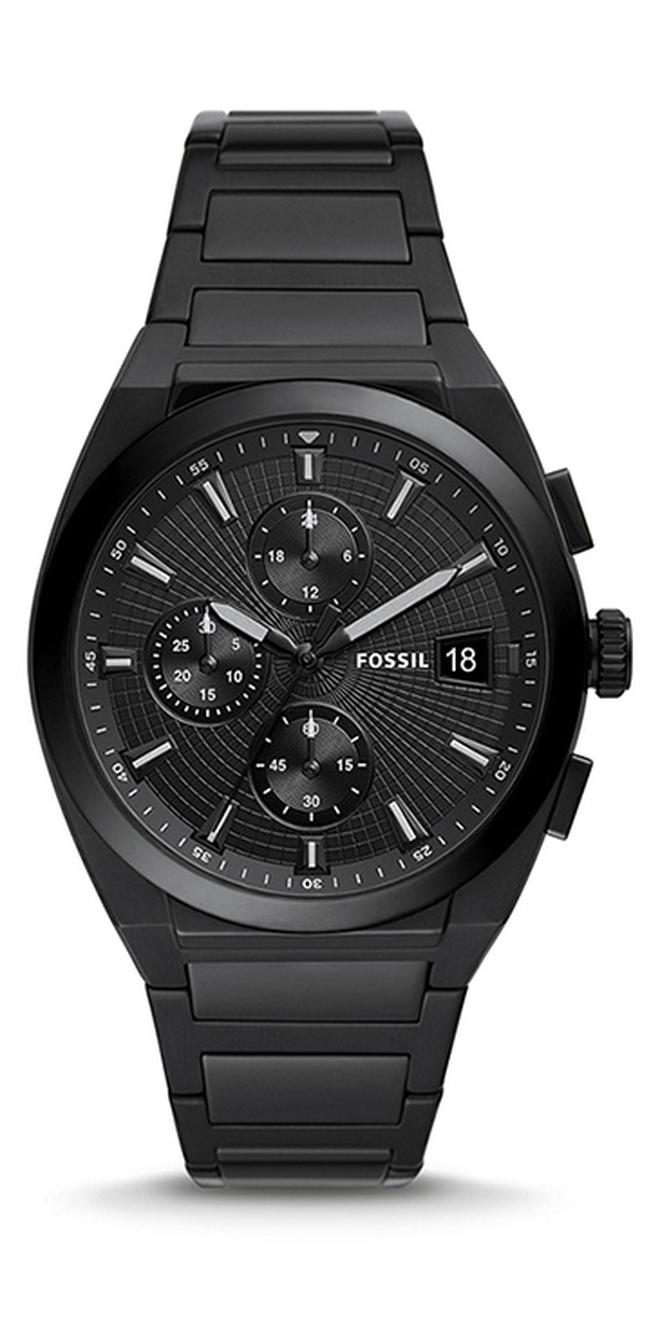 FOSSIL Men's Everett Chonorograph Round Shape Stainless Steel Wrist Watch FS5797 - 42 mm - Black - Image 1