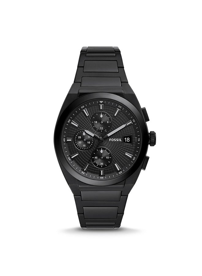 FOSSIL Men's Everett Chonorograph Round Shape Stainless Steel Wrist Watch FS5797 - 42 mm - Black - Image 1