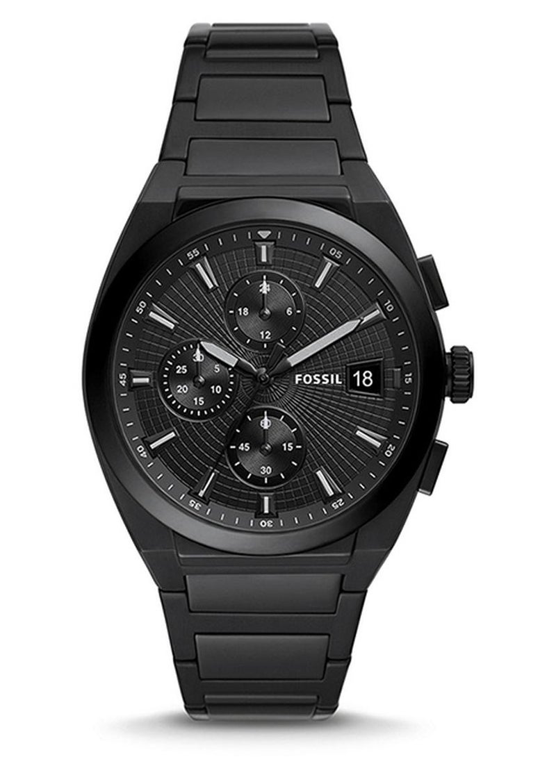 FOSSIL Men's Everett Chonorograph Round Shape Stainless Steel Wrist Watch FS5797 - 42 mm - Black - Image 1
