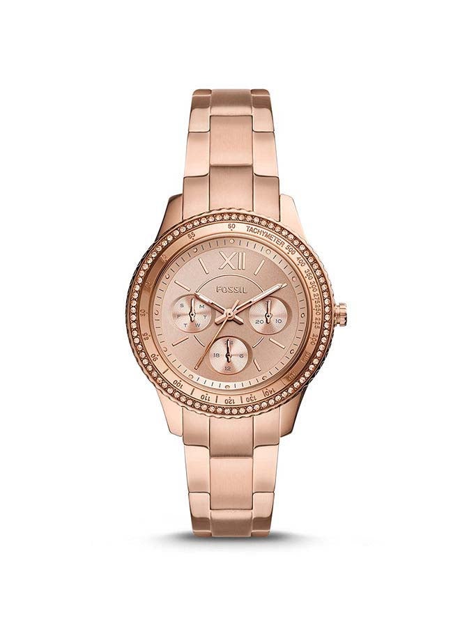 FOSSIL Women's Stella Sport Multifunction Round Shape Stainless Steel Analog Wrist Watch ES5106 - 37 mm - Rose Gold - Image 1