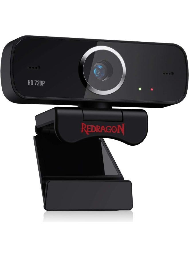 REDRAGON GW600 720P Webcam with Built-in Dual Microphone, 360-Degree Rotation - 2.0 USB Skype Computer Web Camera - 30 FPS for Online Courses, Video Conferencing and Streaming - Black - Image 1