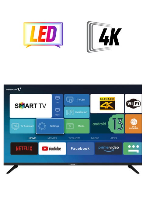 50 Inch Edgeless 4K UHD Android 13 Smart TV Netflix, Youtube, Amazon Prime Etc E50EL1100 Black