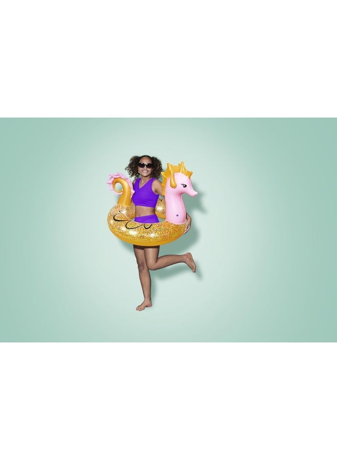 Bestway 45" X 41" Glitter Seahorse Swim Ring 115x104cm - Image 2