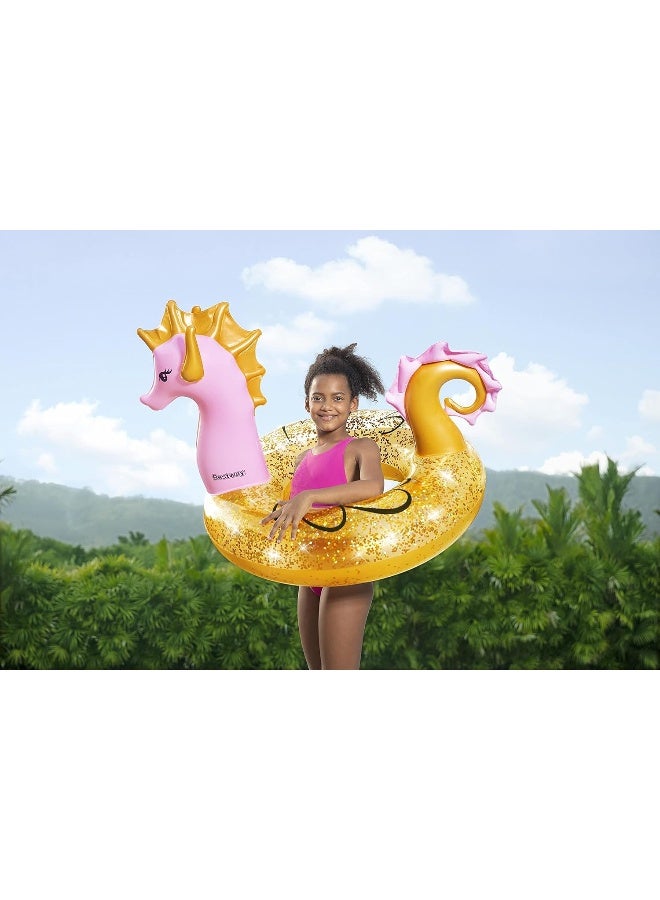 Bestway 45" X 41" Glitter Seahorse Swim Ring 115x104cm - Image 4