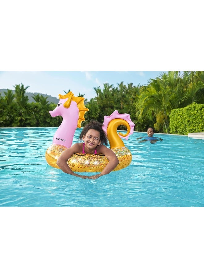 Bestway 45" X 41" Glitter Seahorse Swim Ring 115x104cm - Image 3