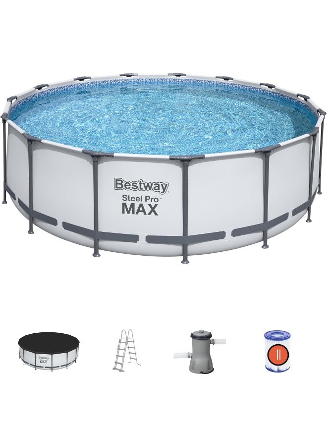 Bestway Pool Set 457X122Cm, Blue, 56438, Steel Pro Max 15' x 48 inch/4.57m x 1.22m Pool Set 56438 396x122cm  - Image 1