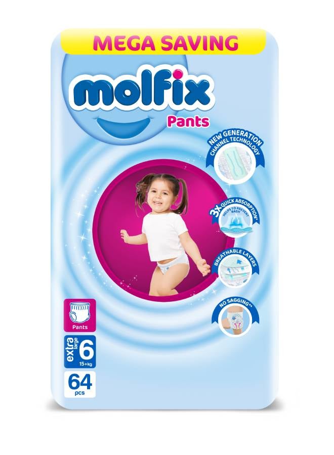 Molfix - 64 Piece Diaper Pants E-large Mega Size 6 - Packaging may vary - Image 1