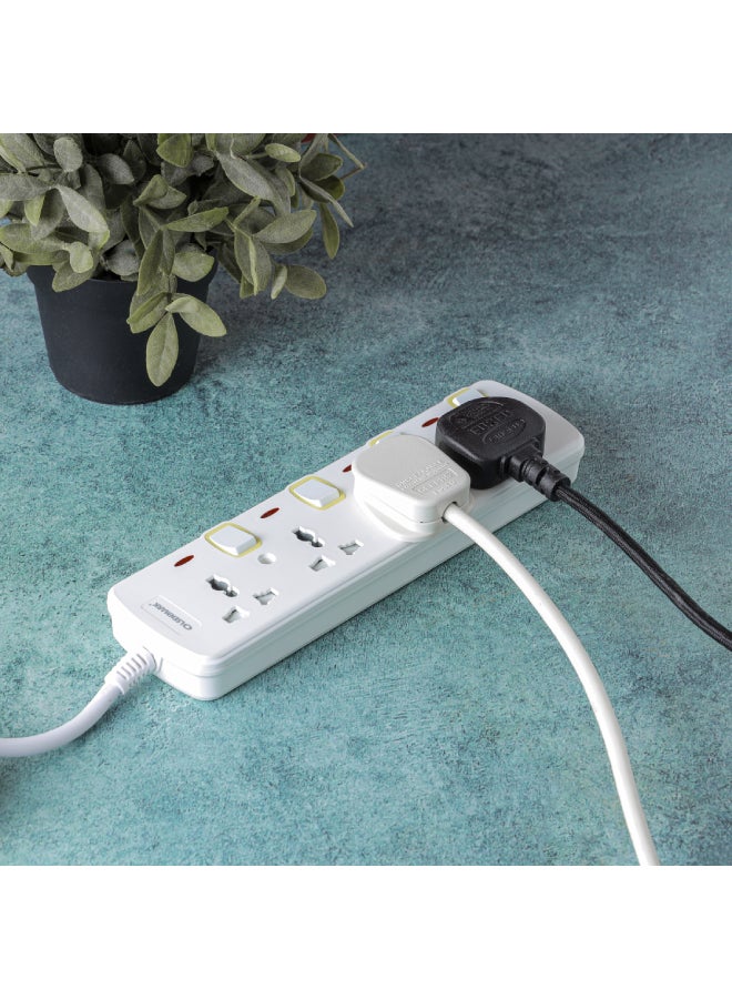 Olsenmark - Olsenmark 4 Way Power Socket with Individual Switches- OMES1728D, 3-meter Extension Cord White 0.709kg - Image 1