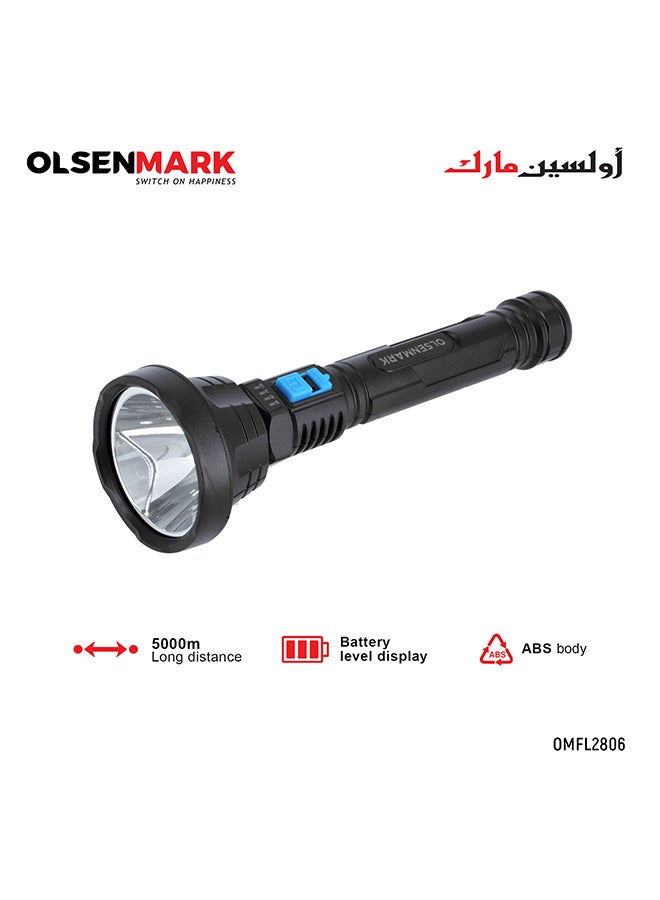 Olsenmark Rechargeable LED Flashlight Torch Black 0.361kg  - Image 1