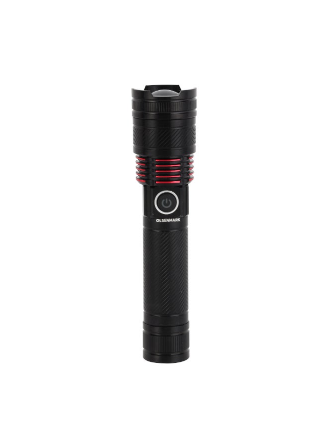 Rechargeable LED Flashlight with Long Distance Coverage/Aluminum Housing, All Weather Waterproof /On and Off Modes, Perfect for Indoor and Outdoor Use, Continuous Working Grey