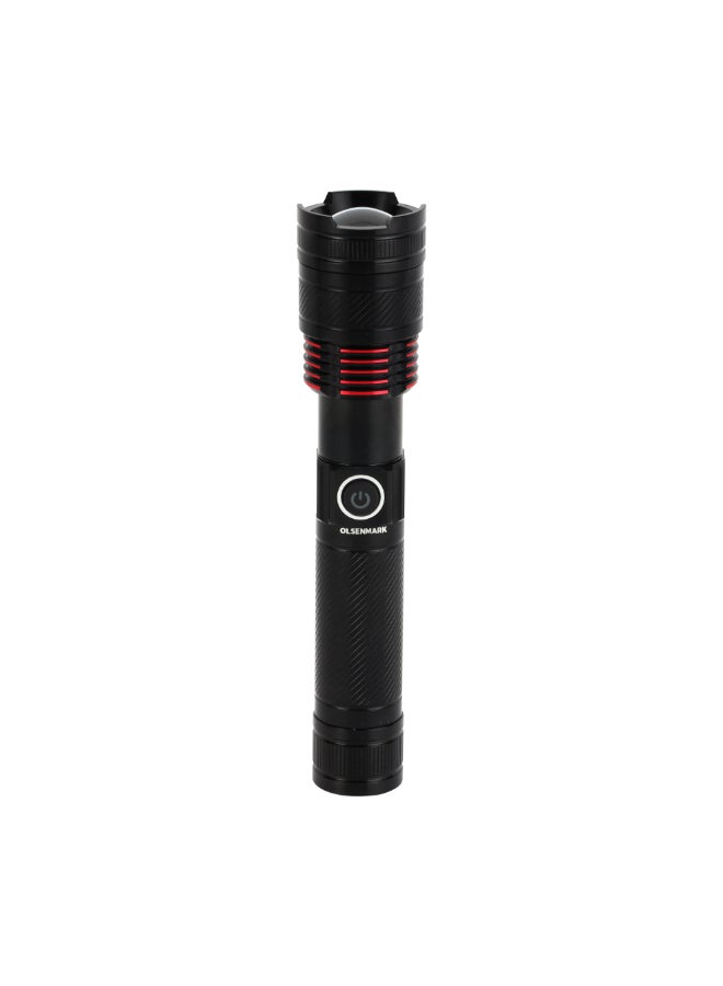 Rechargeable LED Flashlight with Long Distance Coverage/Aluminum Housing, All Weather Waterproof /On and Off Modes, Perfect for Indoor and Outdoor Use, Continuous Working Grey