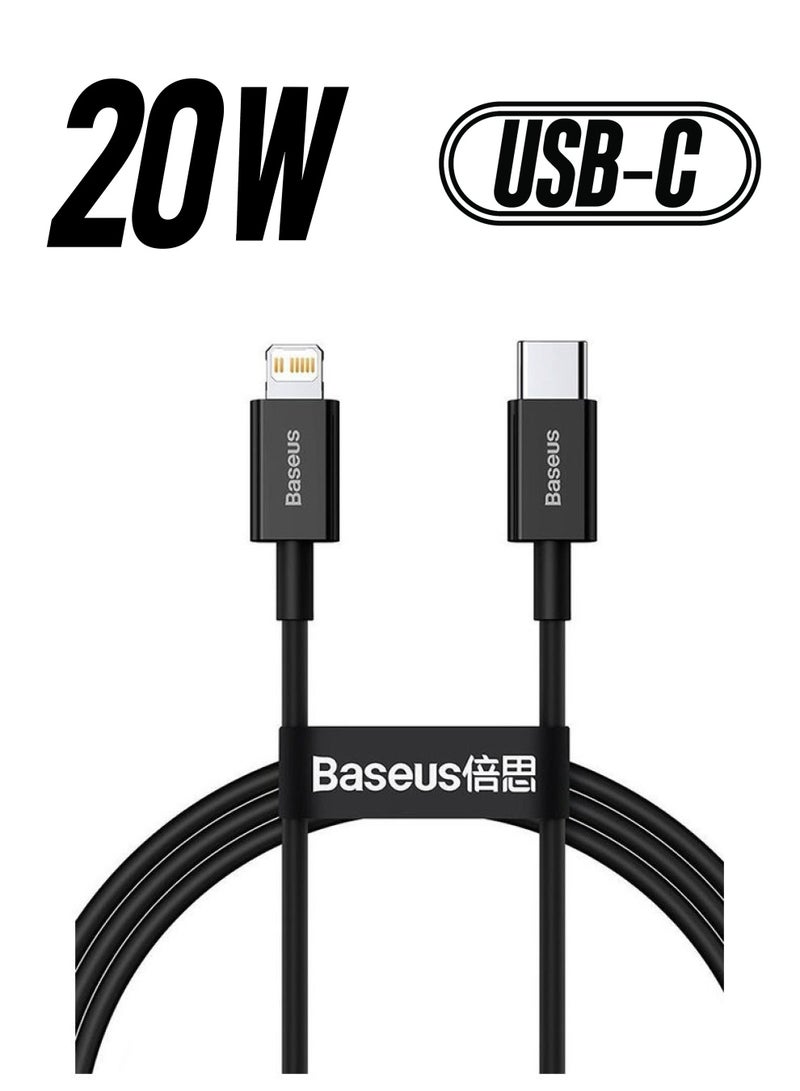 Baseus Superior Series Fast Charging Data Cable Type-C to iP PD 20W 1m Black  - Image 1