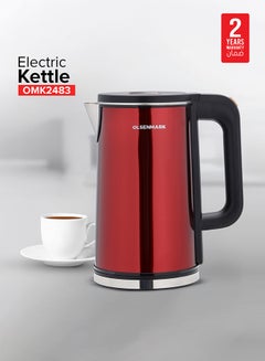 Olsenmark Electric Kettle, Water Boiler, Stainless Steel Seamless Inner Double Wall Cool Touch Body, Auto-Shut Off, Boil Dry Protection 2 L 1500 W OMK2483 Red/Black  - Image 1