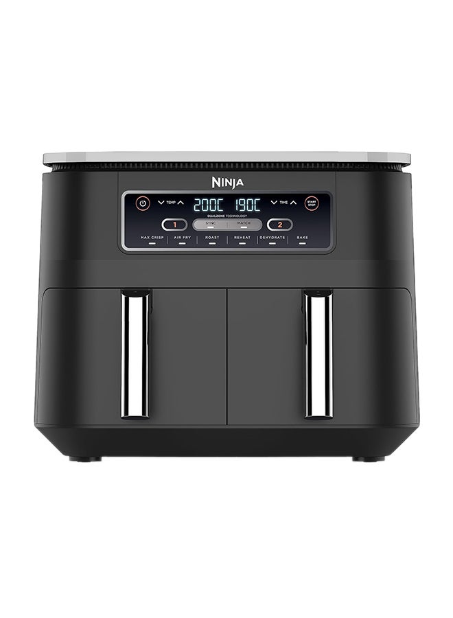 Ninja - Foodi Dual Zone Digital Air Fryer, 2 Drawers, 7.6L, 6-In-1, Uses No Oil, Air Fry, Max Crisp, Roast, Bake, Reheat, Dehydrate, Cooks 4-6 Portions, Non-Stick, Dishwasher Safe Baskets 7.6 L 2470 W AF300ME/AF300EU Black - Image 1