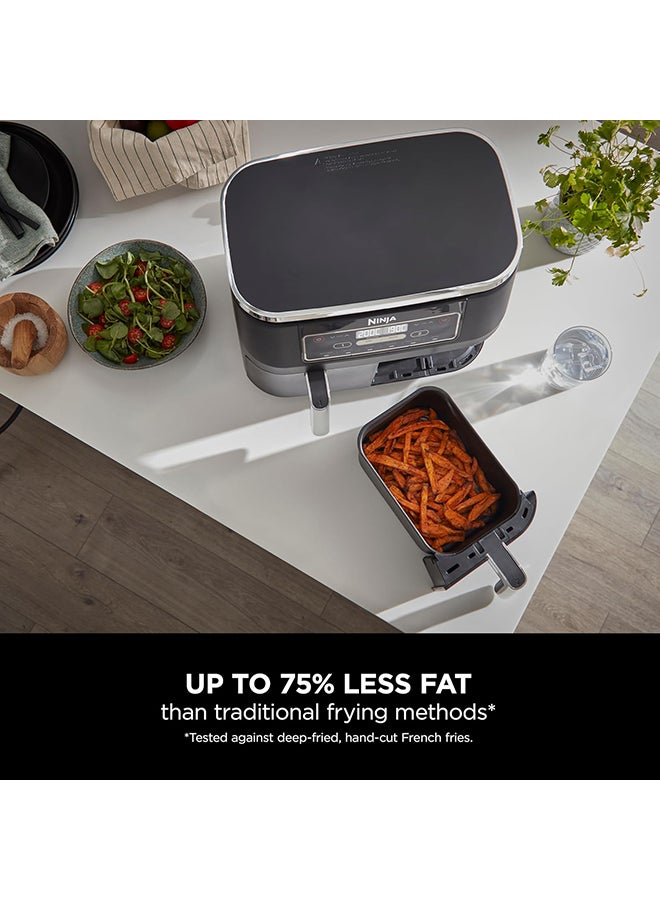 Ninja - Foodi Dual Zone Digital Air Fryer, 2 Drawers, 7.6L, 6-In-1, Uses No Oil, Air Fry, Max Crisp, Roast, Bake, Reheat, Dehydrate, Cooks 4-6 Portions, Non-Stick, Dishwasher Safe Baskets 7.6 L 2470 W AF300ME/AF300EU Black - Image 1
