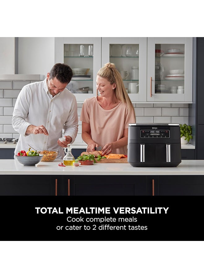 Ninja - Foodi Dual Zone Digital Air Fryer, 2 Drawers, 7.6L, 6-In-1, Uses No Oil, Air Fry, Max Crisp, Roast, Bake, Reheat, Dehydrate, Cooks 4-6 Portions, Non-Stick, Dishwasher Safe Baskets 7.6 L 2470 W AF300ME/AF300EU Black - Image 1