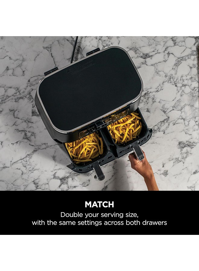 Ninja - Foodi Dual Zone Digital Air Fryer, 2 Drawers, 7.6L, 6-In-1, Uses No Oil, Air Fry, Max Crisp, Roast, Bake, Reheat, Dehydrate, Cooks 4-6 Portions, Non-Stick, Dishwasher Safe Baskets 7.6 L 2470 W AF300ME/AF300EU Black - Image 1