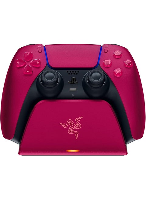 Razer Quick Charging Stand For Playstation 5, Quick Charge, Curved Cradle Design, Matches Ps5 Dualsense Wireless Controller, USb Powered - Cosmic Red (Controller Sold Separately)