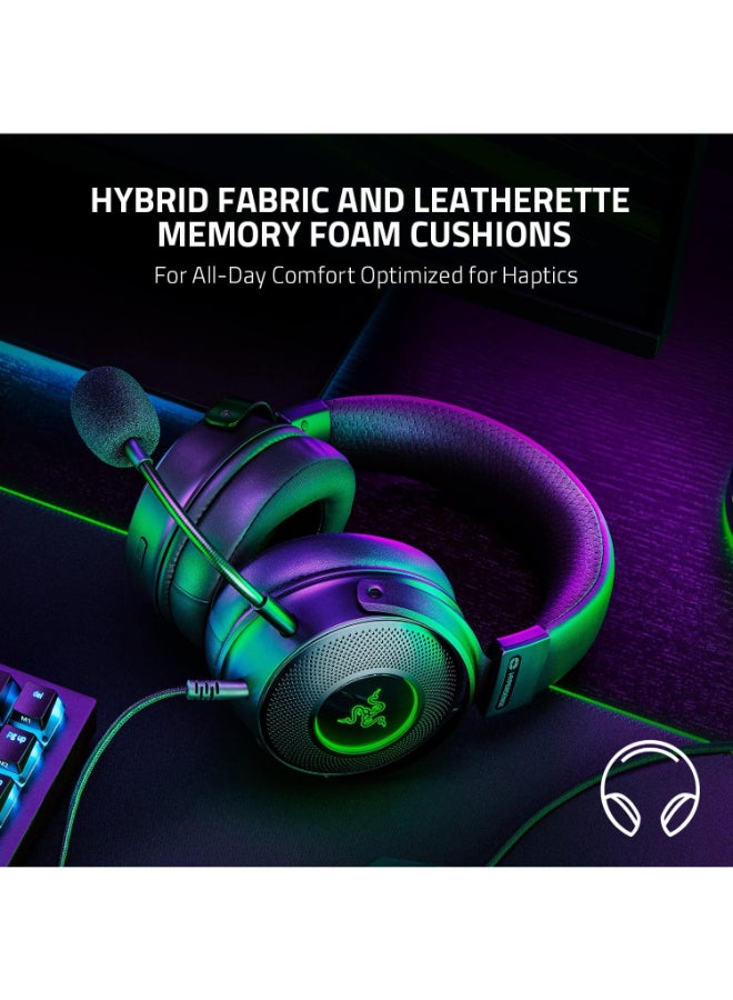 RAZER - Razer Kraken V3 HyperSense, Wired USB Gaming Headset: Haptic Technology, THX Spatial Audio, Detachable HyperClear Cardioid, Passive noise cancellation, For PC, PlayStation, Nintendo Switch - Black - Image 1