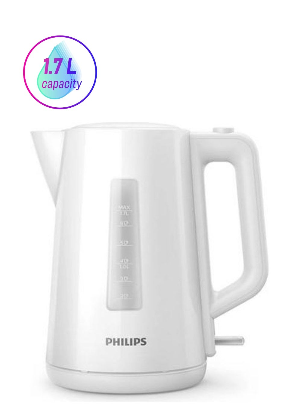 Plastic Kettle 3000 Series - With Pilot Light, Spring Opening, 1.7 L 2200 W HD9318/01 White