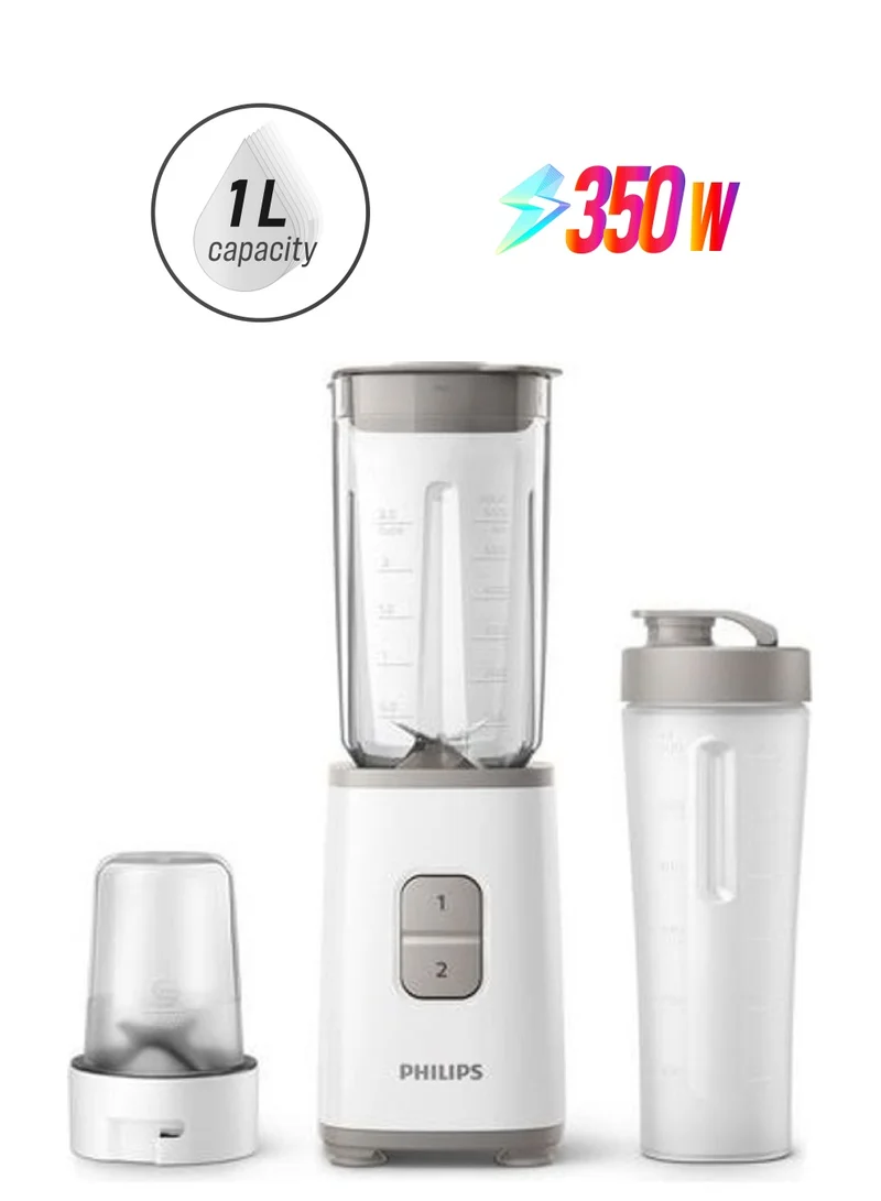 Philips Plastic Jar Mini Blender - 2 Speed Settings, Includes Chopper + Tumbler,