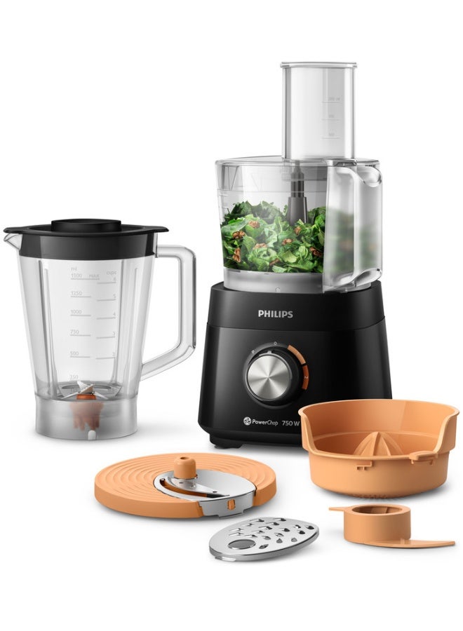 Philips Food Processor 5000 Series - 2 Speeds, 6 Accessories including 1.5L Bowl & 1.5L Blender Jar, 1.5 L 750 W HR7302/90 Black - Image 3
