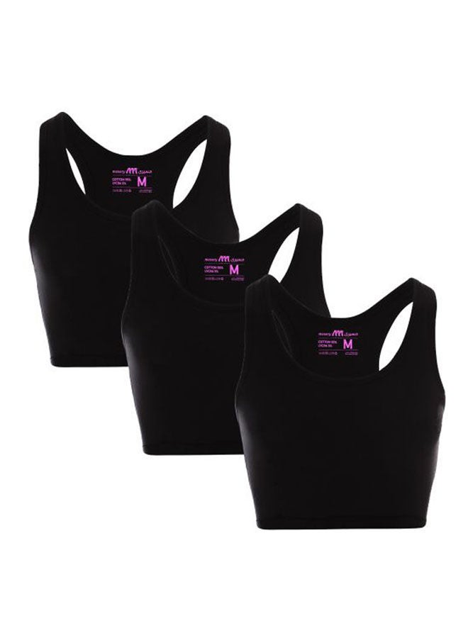 Mesery Bundle Of Three Full Coverage Non-wired Cross Back Sportive Bra Black - Image 1