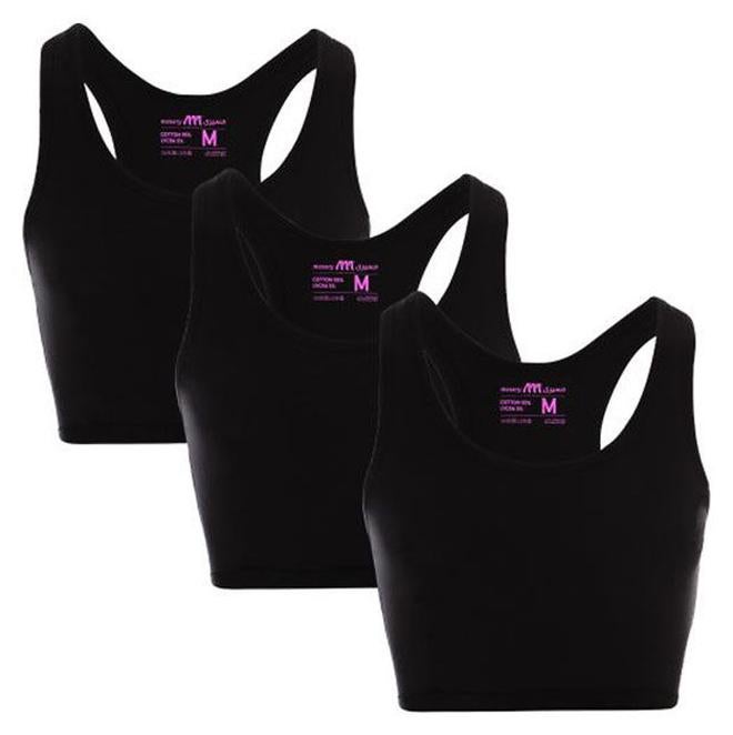 Mesery Bundle Of Three Full Coverage Non-wired Cross Back Sportive Bra Black - Image 1