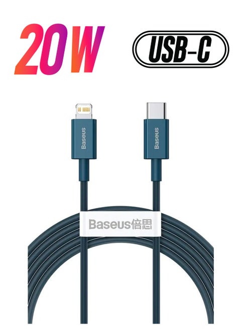 Superior Series Fast Charging Data Cable Type-C to iP PD 20W 2m Black