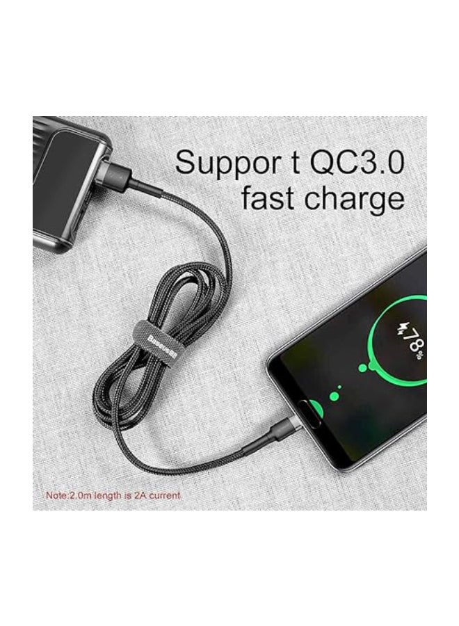 بيسوس كابل كافول بمنفذ USB Type-C بتيار 2 أمبير وطول مترين أسود/ رمادي - Image 2