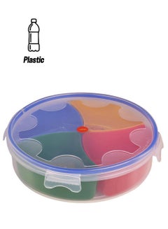 JAYPEE Air-Tight Plastic Container With 4 Segment Multicolour 24.2x24.2x7.5cm  - Image 1