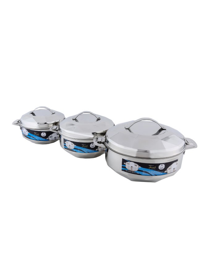 Alsaif 3-Piece Crystal Hot Pot Set Silver 3-Pieceml - Image 1