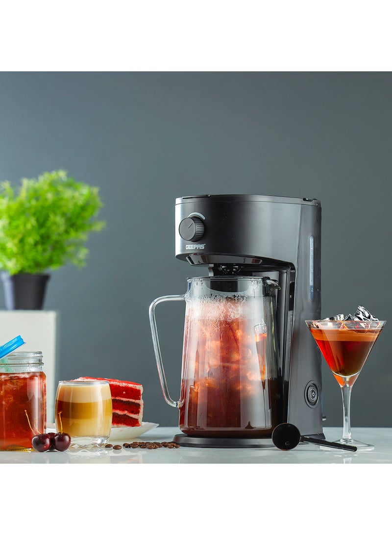 GEEPAS - Ice Tea/ Coffee Maker, With Permanent Nylon Filter, GCM41516 | Ice Tea Maker with Infusion Pitcher for Hot/Cold Water | Iced Coffee Maker for Ground Coffee with Brew Strength Selector 2.5 L 700 W GCM41516 Black - Image 1