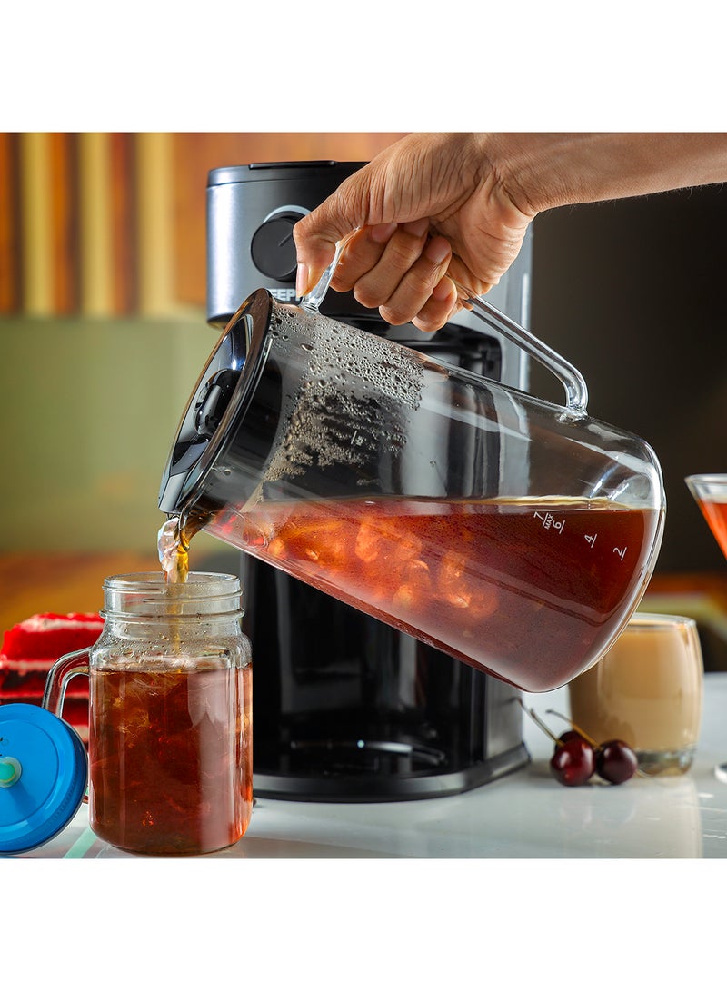GEEPAS - Ice Tea/ Coffee Maker, With Permanent Nylon Filter, GCM41516 | Ice Tea Maker with Infusion Pitcher for Hot/Cold Water | Iced Coffee Maker for Ground Coffee with Brew Strength Selector 2.5 L 700 W GCM41516 Black - Image 1