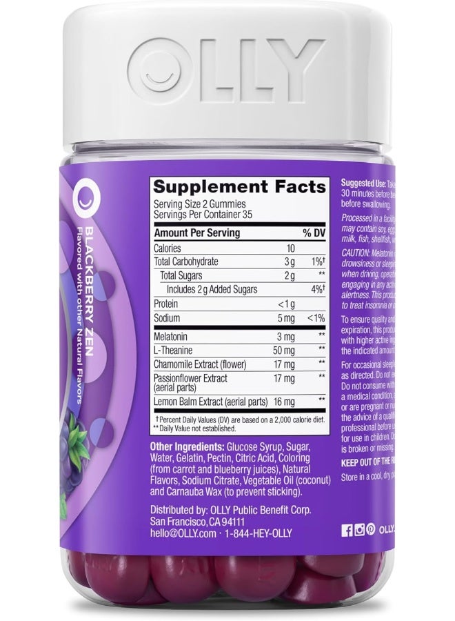 OLLY Sleep Blackberry Zen 70 Gummies - Image 2