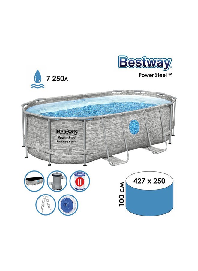 Bestway Power Steel Swim Vista Series  Oval Pool Set ,filter Pump,ladder,cover,dispenser 427x250x100cm  - Image 4