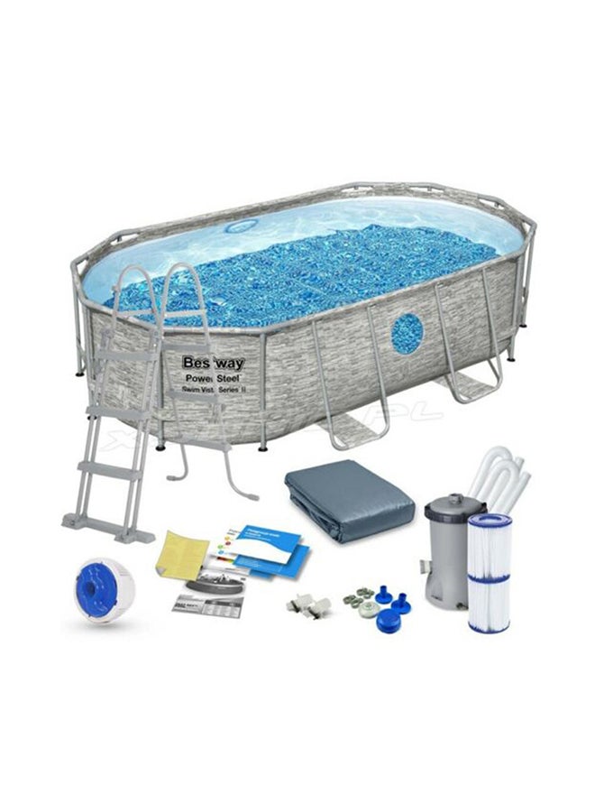 Bestway Power Steel Swim Vista Series  Oval Pool Set ,filter Pump,ladder,cover,dispenser 427x250x100cm  - Image 1